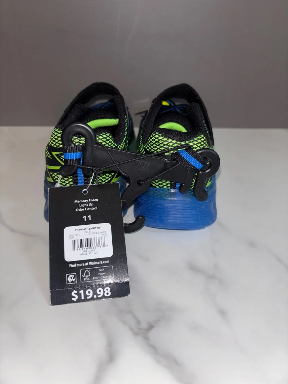 Athletic Works Kids Light-Up Sneakers - Black, Blue & Green